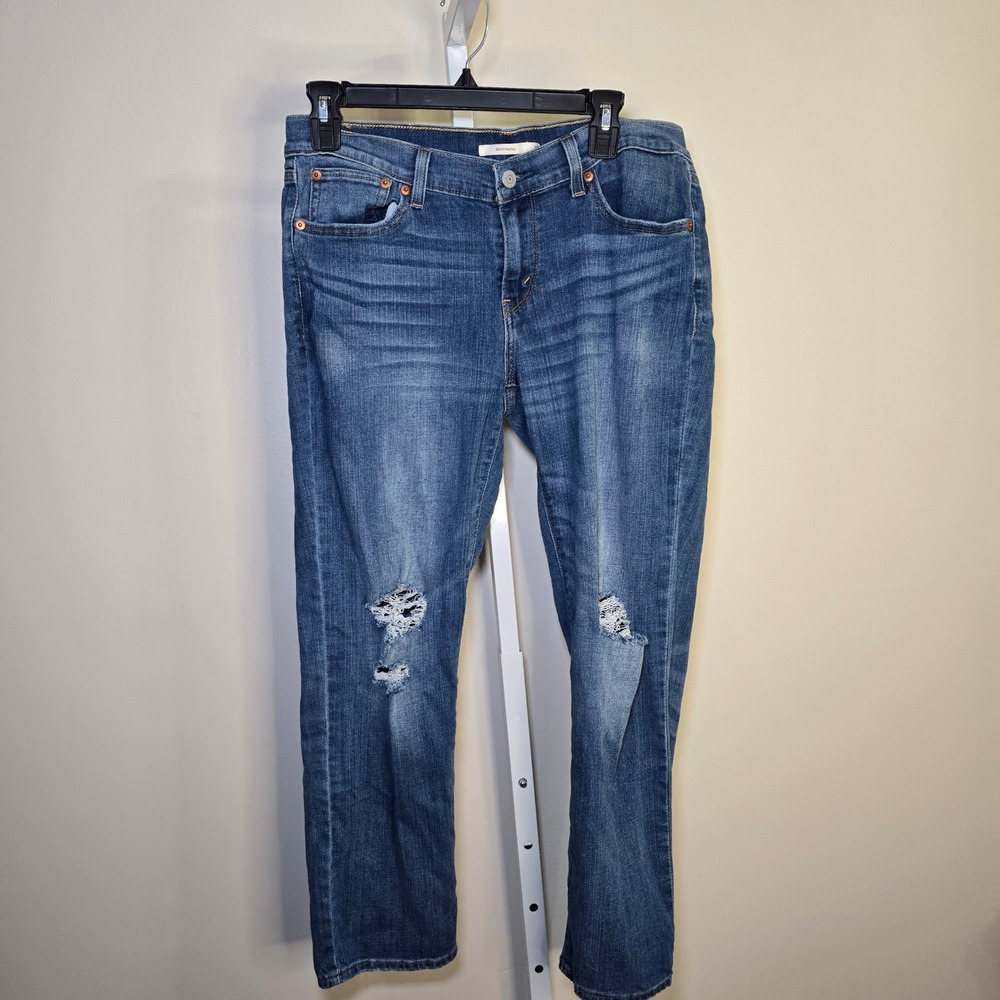 Levi's Boyfriend Jeans Distressed Ripped Denim Blue Jeans Size‎ 29